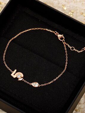 Authentic Chanel No.5 Number Teardrop Crystal Rose Gold Slim Bracelet